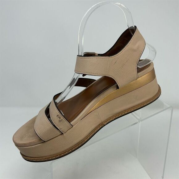 Naturalizer Strappy Platform Sandals Beige Faux Leather Size 9.5 Casual Summer - Picture 3 of 13